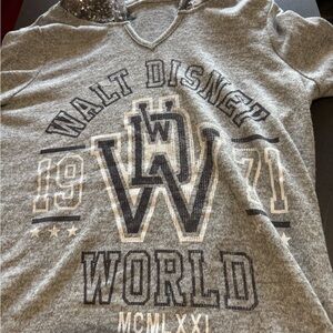 Walt Disney World Women's Pullover Hoodie Sweatshirt Sequin Hood Gray Size XL